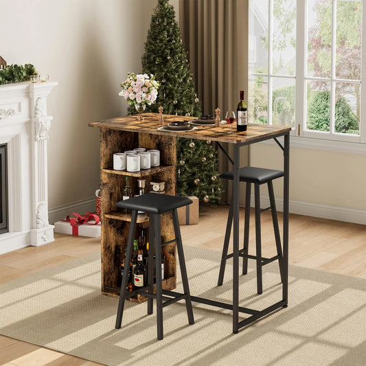 Bartisch Set mit 2 Hockern & Stauraum | Platzsparend