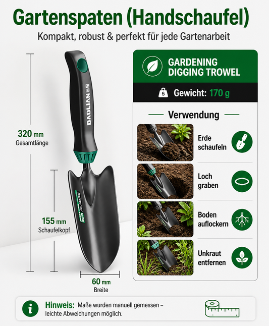 Robustes 3-teiliges Gartenwerkzeug-Set aus Hochleistungsstahl – Pflanzschaufel, 5-Zinken-Grabegabel & Unkrautjäter – Ergonomisch & rutschfest für komfortables Arbeiten