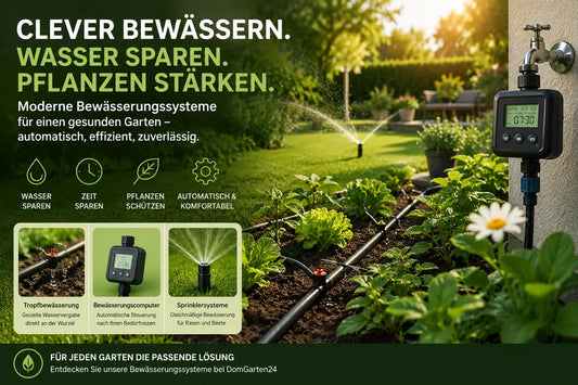 Clever bewässern im Garten mit modernen Systemen, um wasser sparen beim gartenbewässern und Pflanzen zu schützen.
