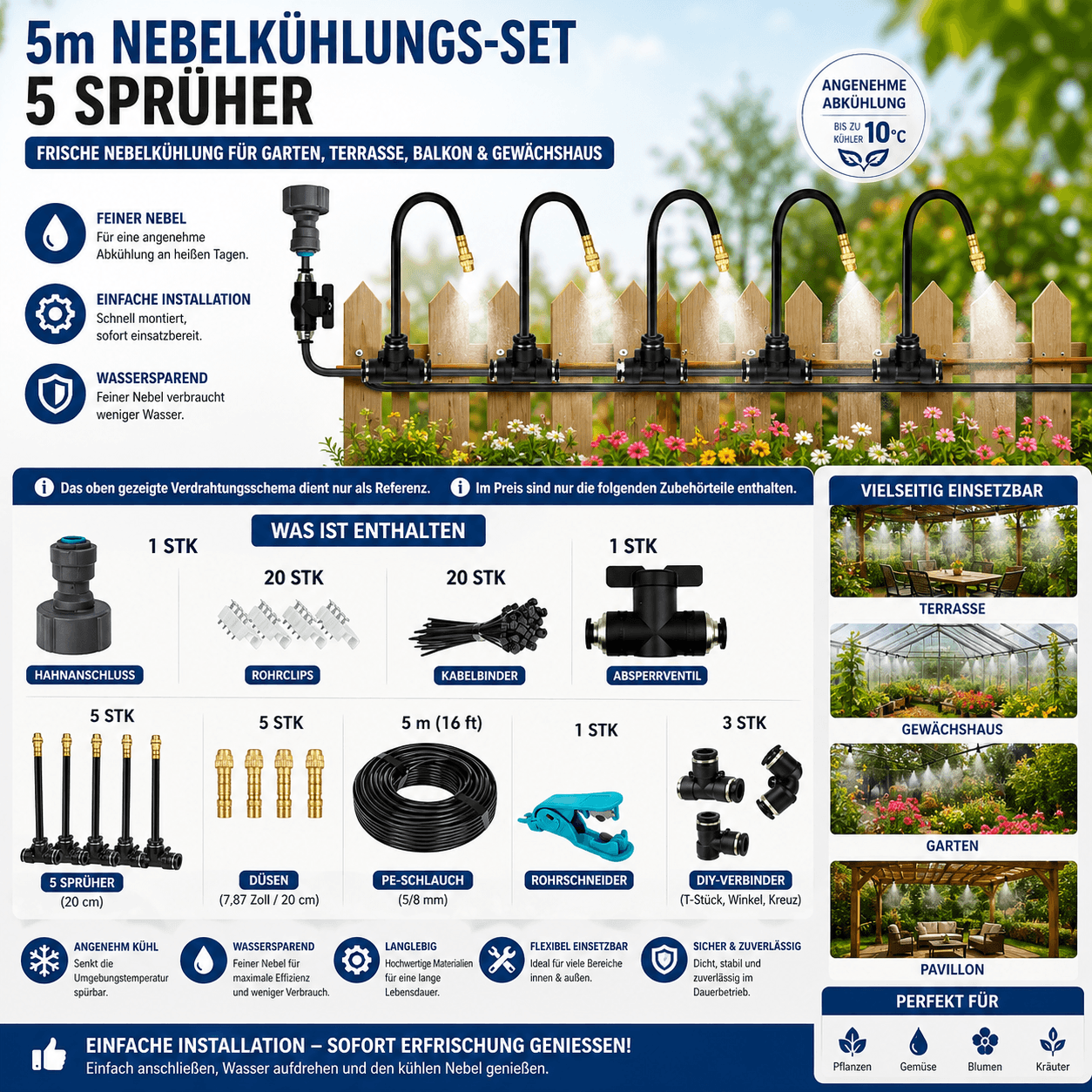 Nebelkühlsystem Garten für Terrasse und Balkon