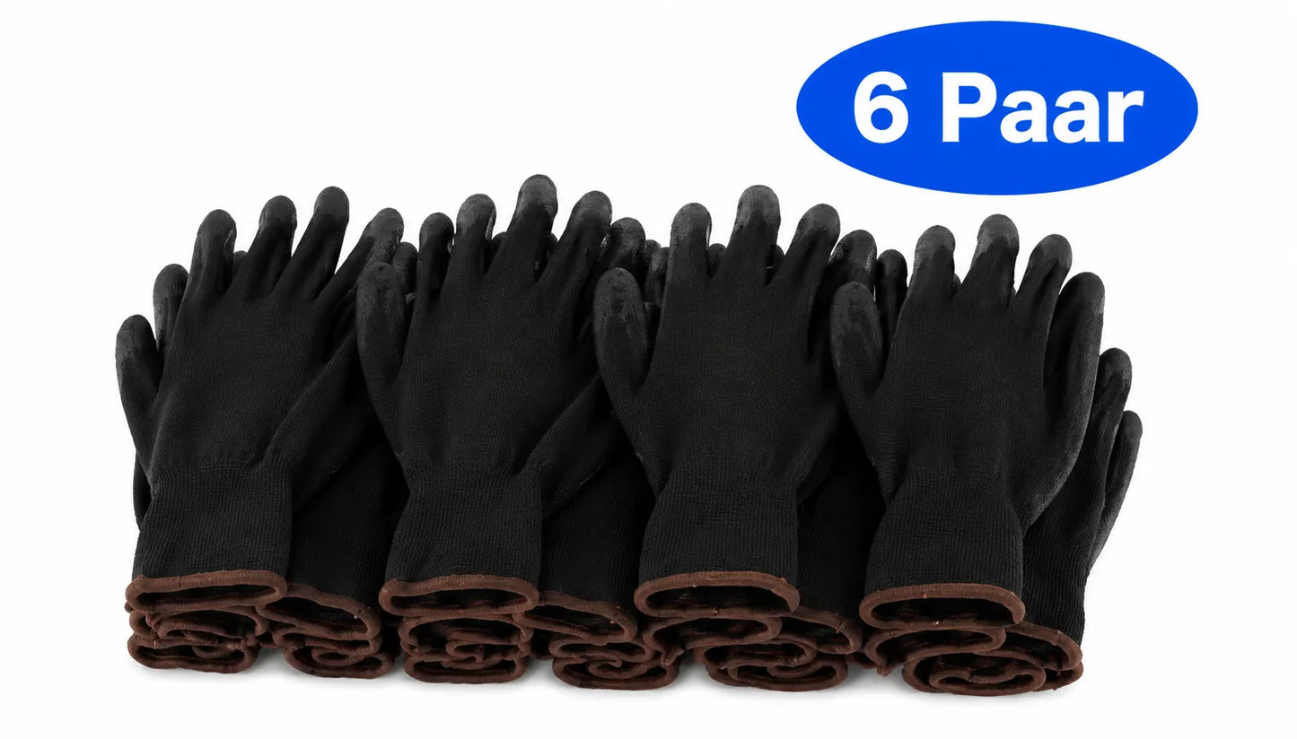 PU Arbeitshandschuhe 3/6/9 Paar – Anti-Rutsch, Verschleißfest & Komfortabel – Perfekt für Gartenarbeit, Mechanik & Industrie