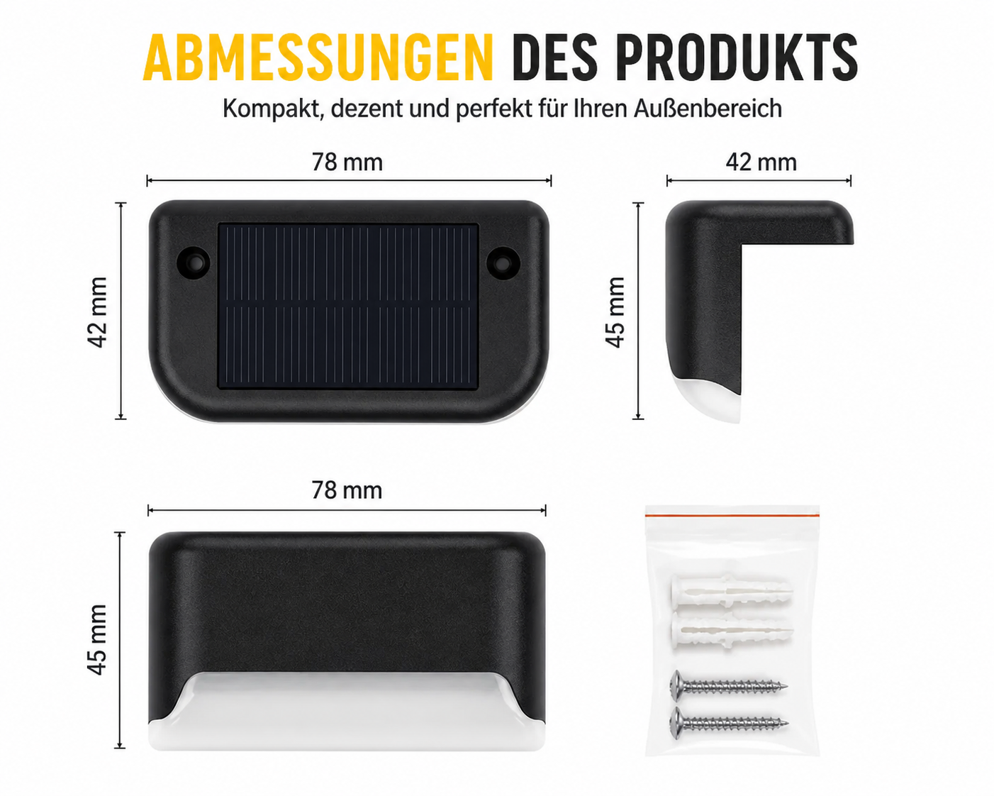 Solar LED Treppenleuchten 1/4/8/12 Stück – Outdoor Gartenbeleuchtung wasserdicht, Solar Stufenlicht für Terrasse, Wege & Garten
