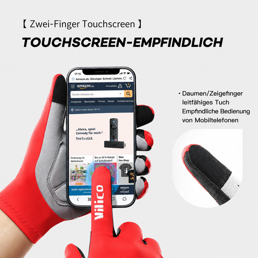 Touchscreen Sport-Handschuhe A0076 mit leitfähigem Daumen und Zeigefinger für präzise Smartphone-Bedienung beim Radfahren, MTB und Outdoor-Sport.