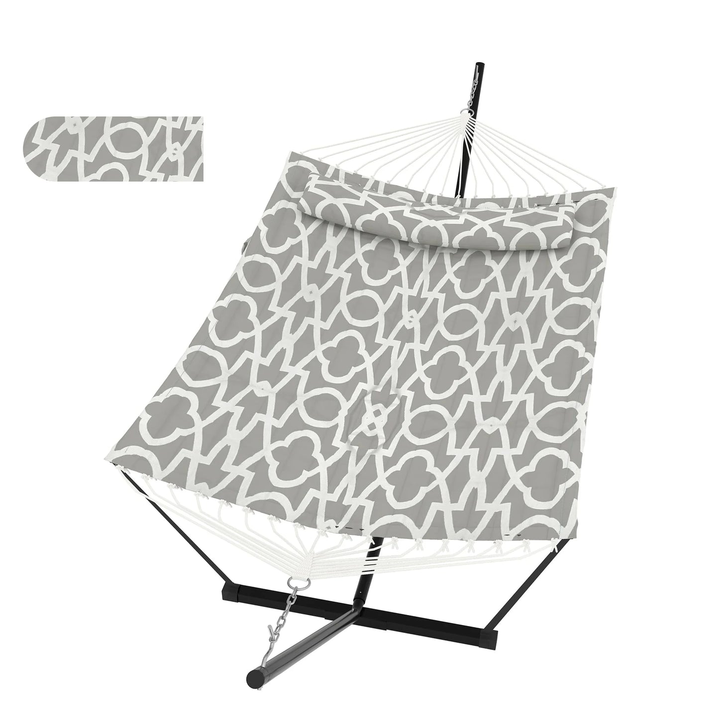 2 Personen Hängematte mit Gestell – Outdoor & Indoor, Verstellbarer Stahlrahmen, Wetterfest, inkl. Kissen – Bis 200kg Belastbar
