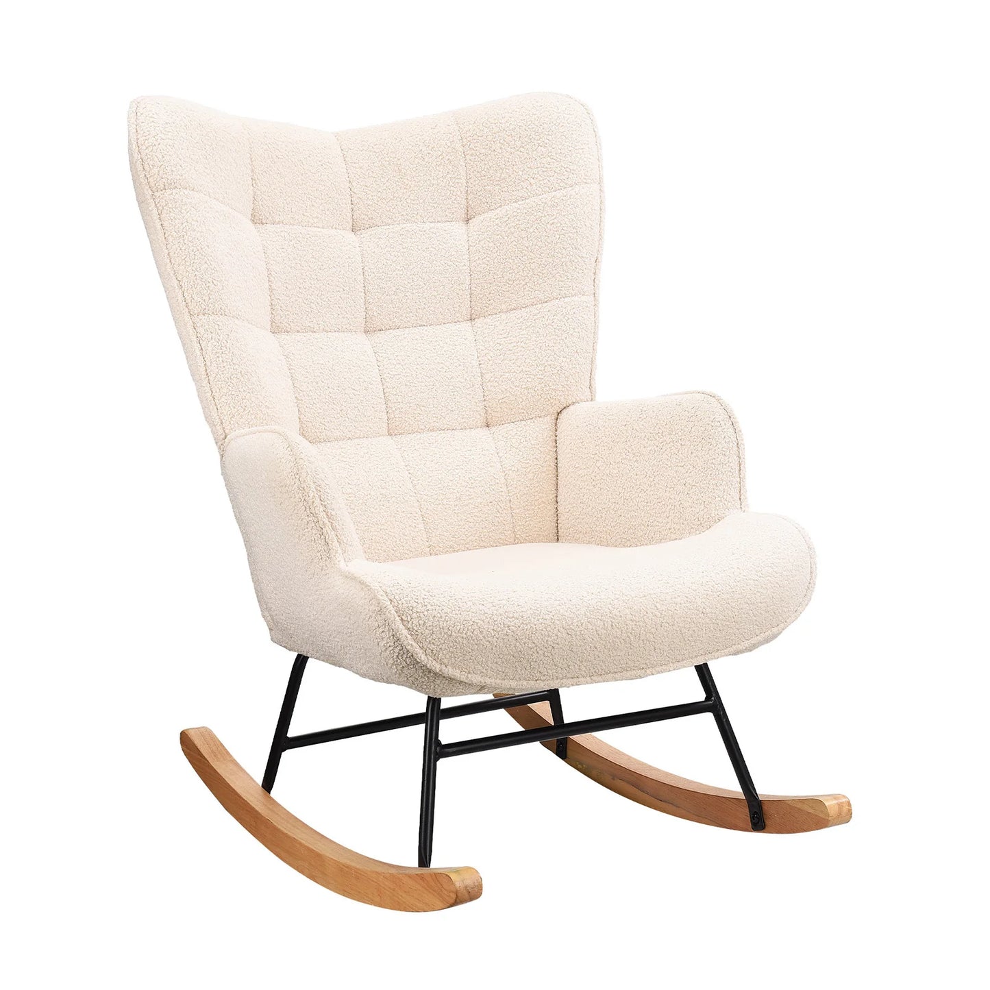 Schaukelstuhl Relaxsessel Teddy-Samt modern – Stilvoller Relaxsessel für entspannte Momente im Wohnbereich, Schlafzimmer oder auf dem Balkon.