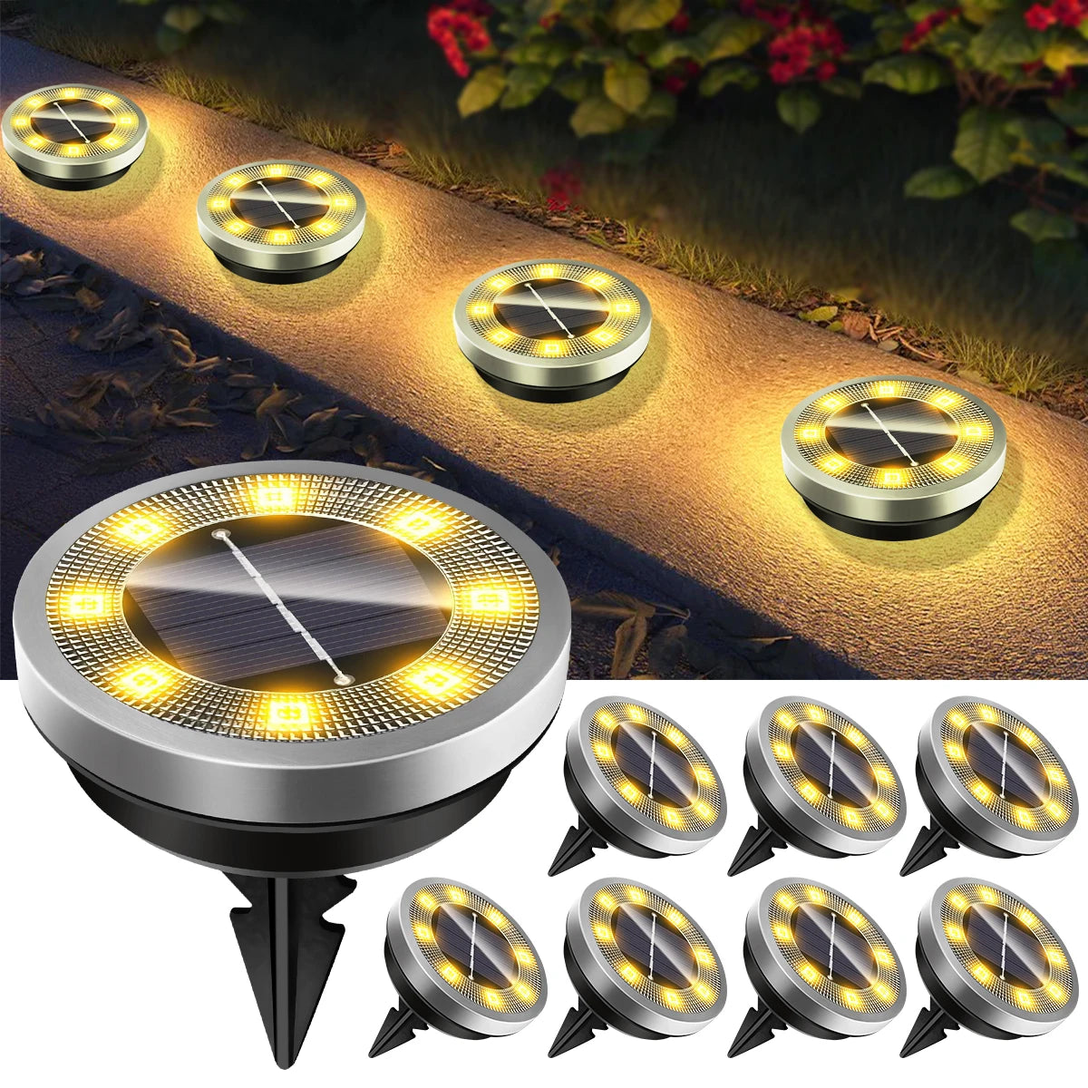 Solar-Bodenleuchten IP65 – Wasserdichte Gartenleuchten für Außenbereich, Terrasse, Hof & Rasen
