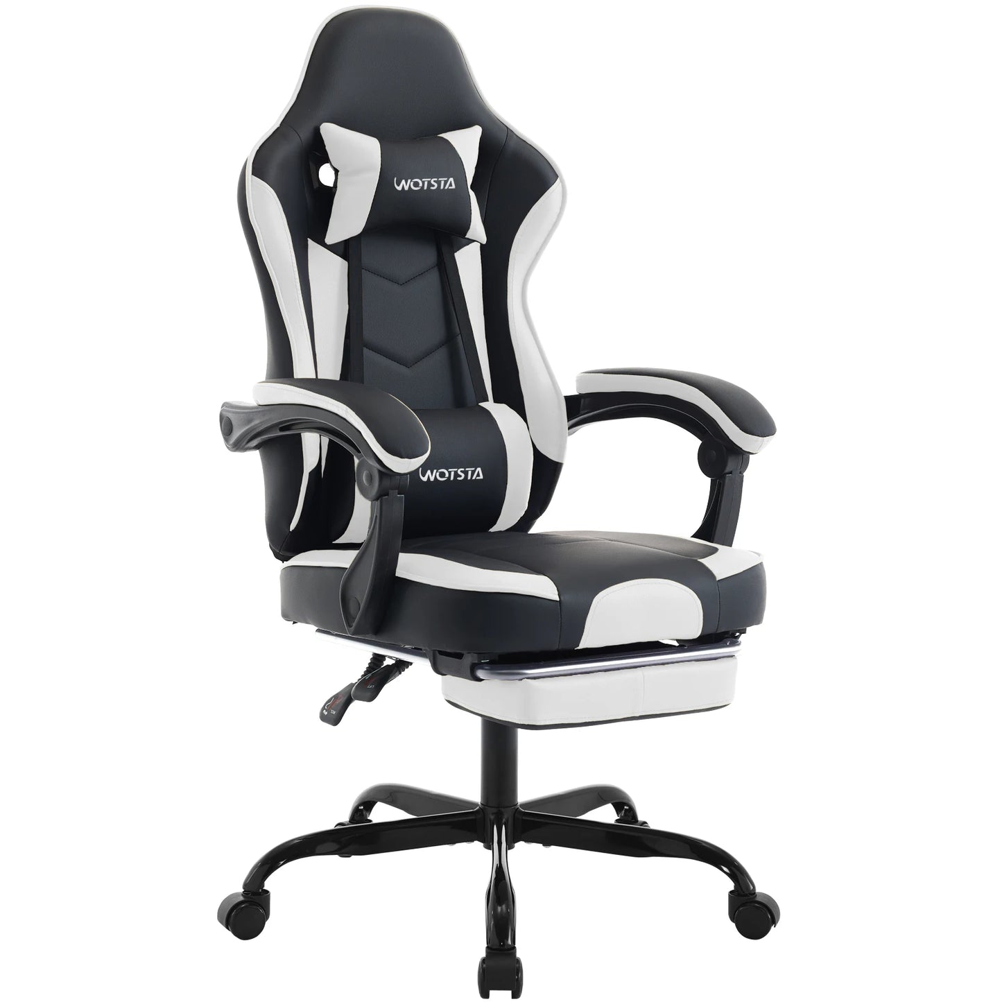 Ergonomischer Gaming Stuhl mit Fußstütze – Höhenverstellbarer Bürostuhl mit Lendenkissen & Kopfstütze