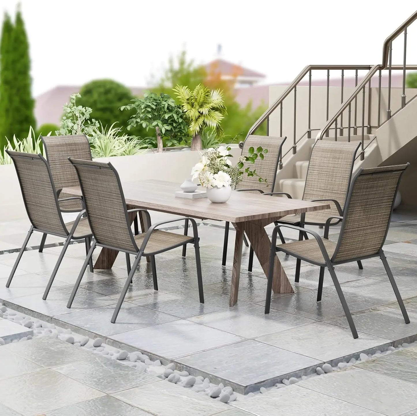 Terrassenstühle wetterfest im 6er Set für Garten und Terrasse