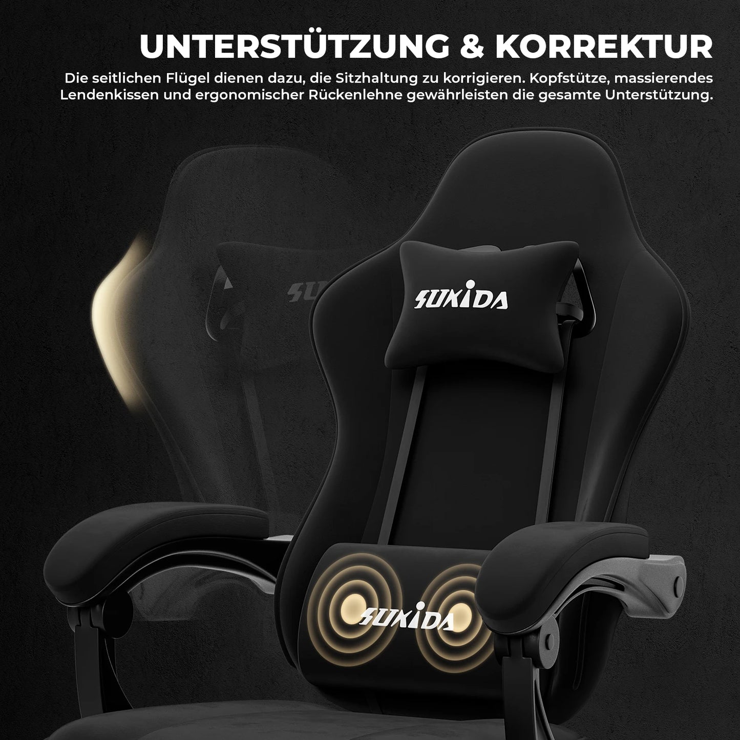 Gaming-Stuhl mit Fußstütze – Ergonomischer Bürostuhl mit Lendenstütze & verstellbarem Komfort