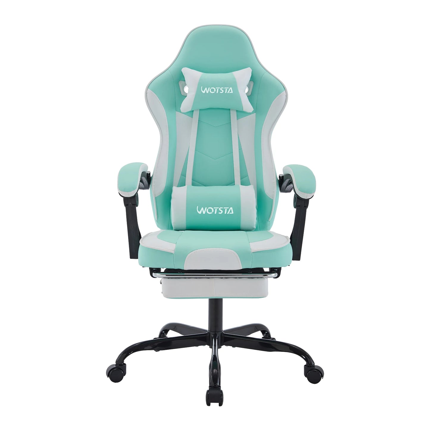 Ergonomischer Gaming Stuhl mit Fußstütze – Höhenverstellbarer Bürostuhl mit Lendenkissen & Kopfstütze