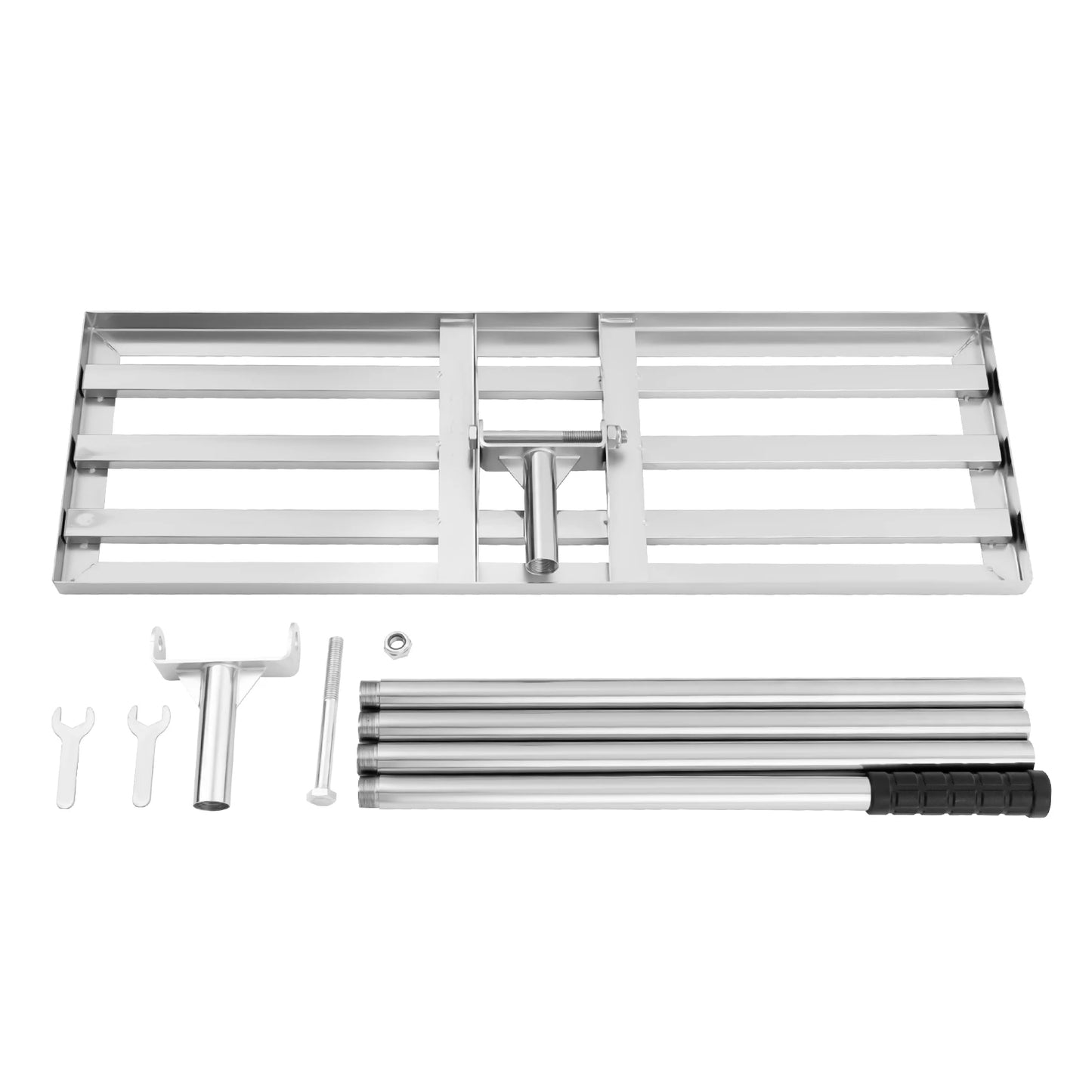 75×25×200 cm Rasenplanierer T-Form – Edelstahl Nivellierrechen mit 180° Schwenkkopf für perfekten Rasen