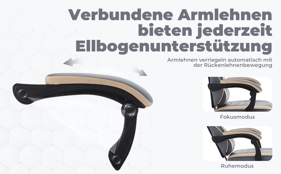 Ergonomischer Gaming Stuhl mit Fußstütze – Höhenverstellbarer Bürostuhl mit Lendenkissen & Kopfstütze