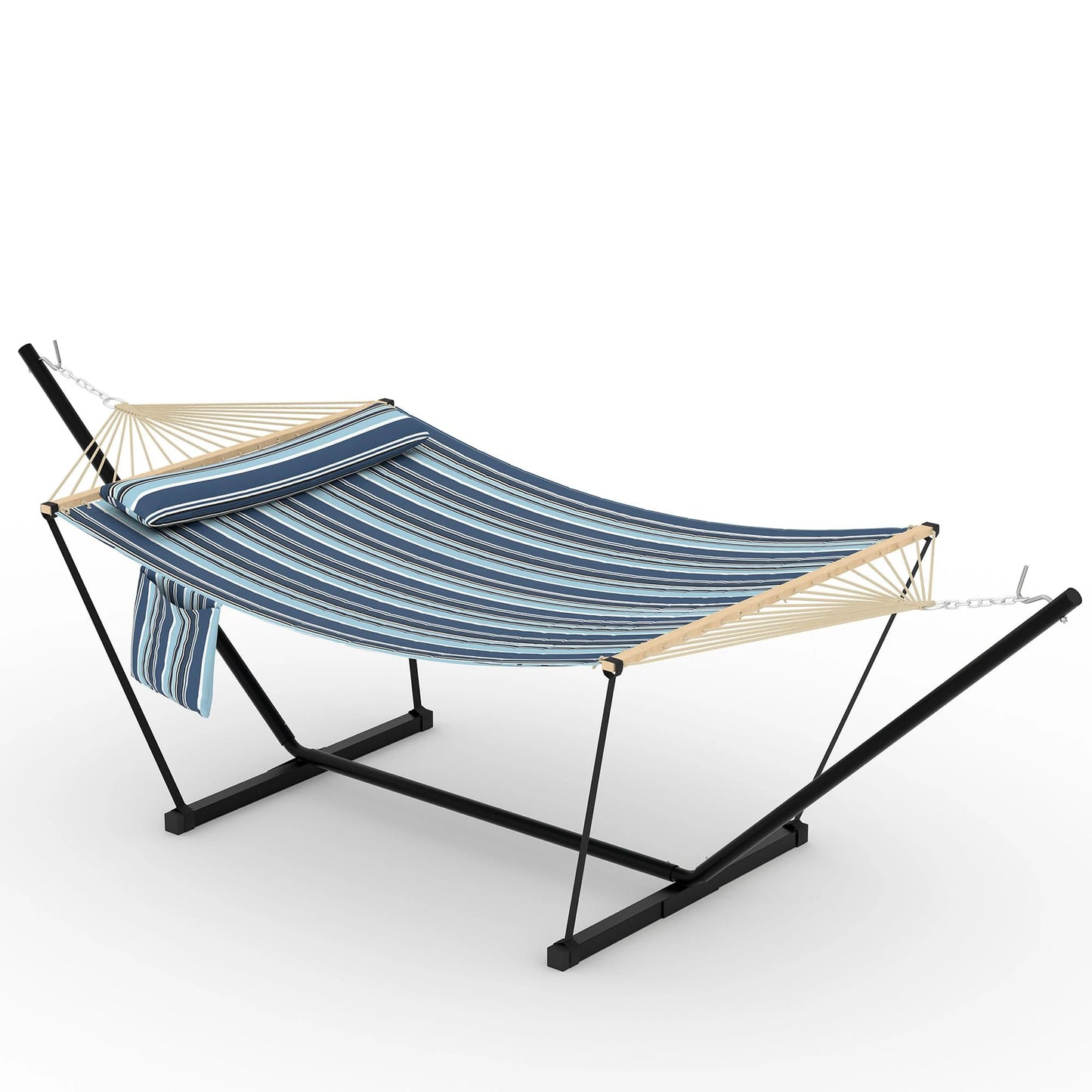 2 Personen Hängematte mit Gestell – Outdoor & Indoor, Verstellbarer Stahlrahmen, Wetterfest, inkl. Kissen – Bis 200kg Belastbar