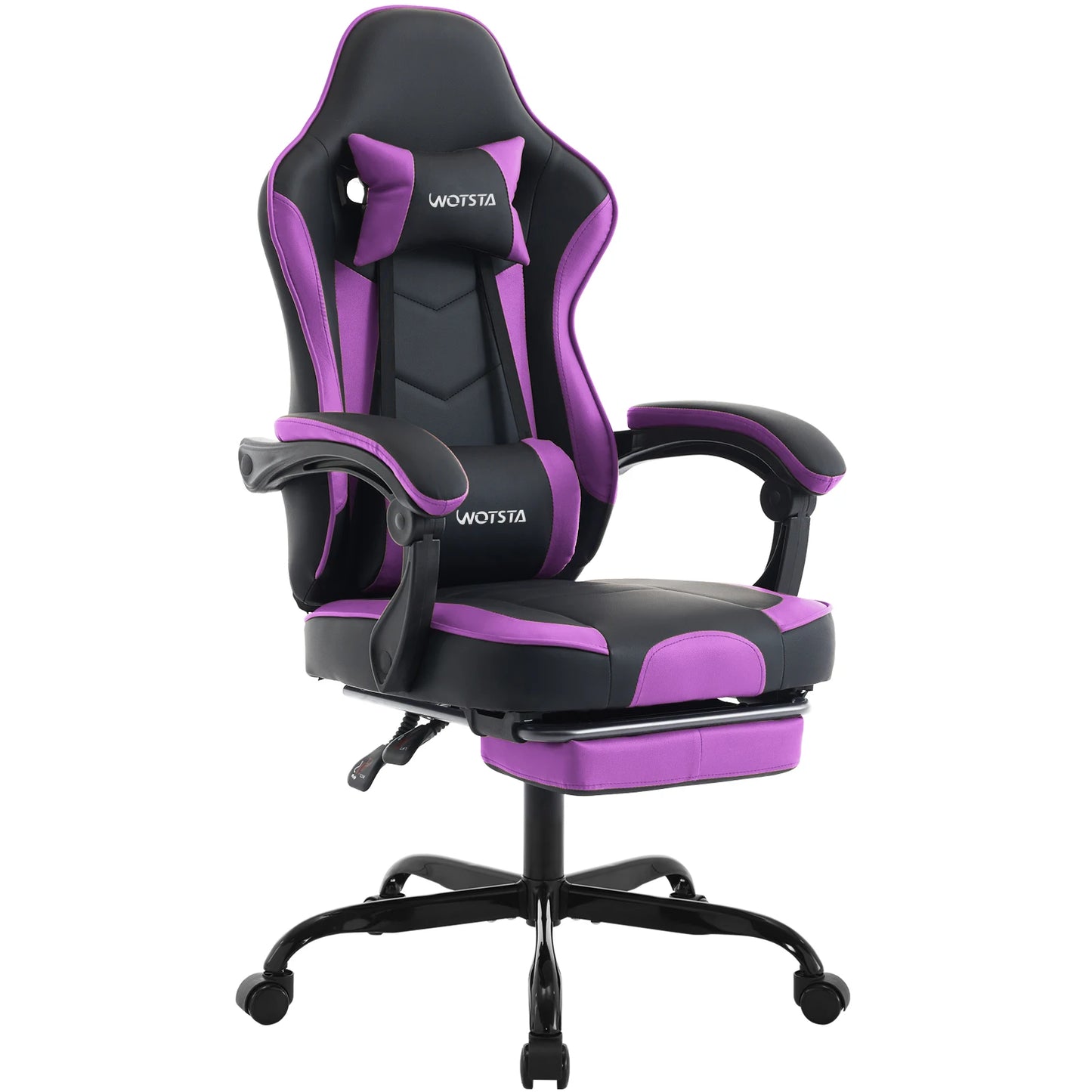 Ergonomischer Gaming Stuhl mit Fußstütze – Höhenverstellbarer Bürostuhl mit Lendenkissen & Kopfstütze