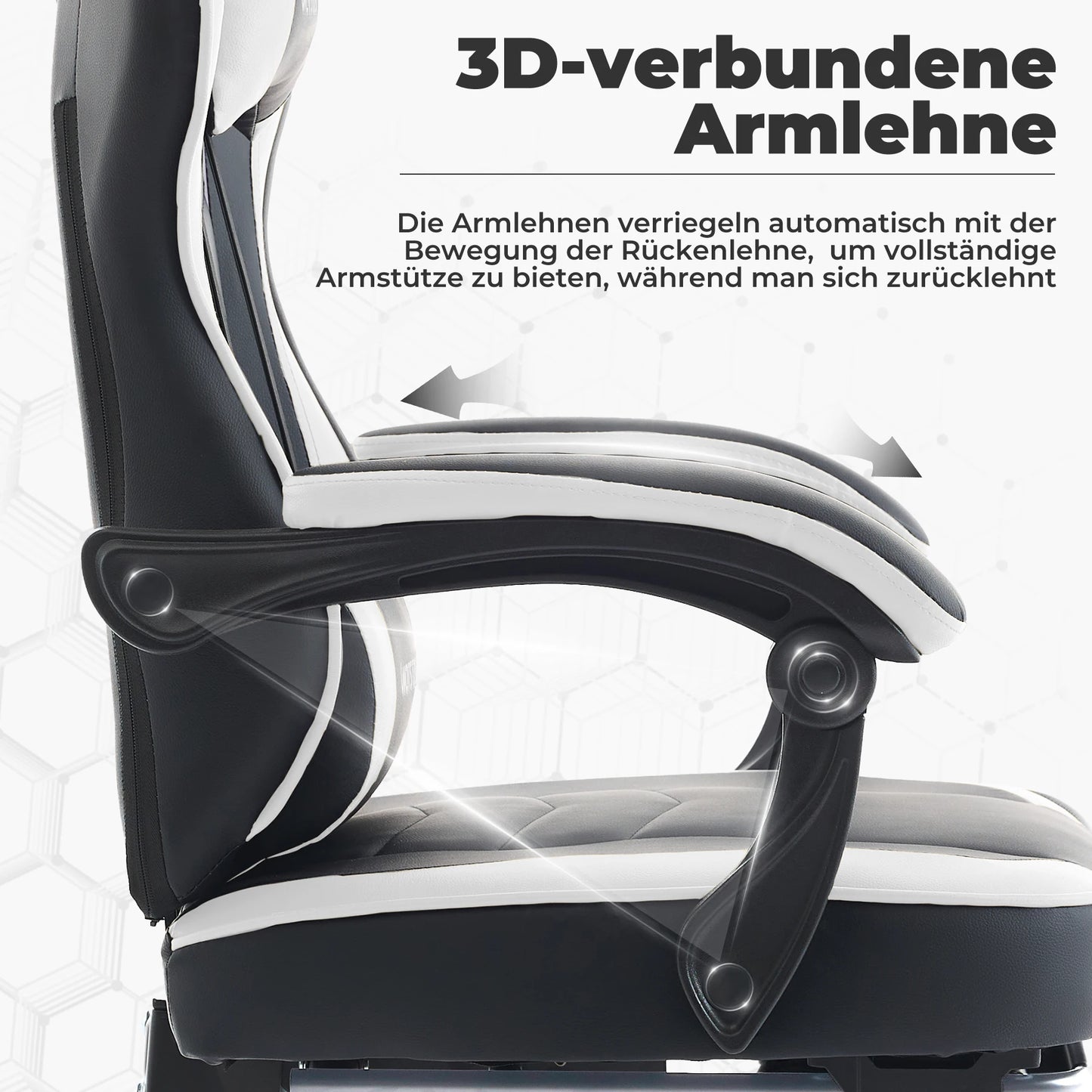 Ergonomischer Gaming Stuhl mit Fußstütze – Höhenverstellbarer Bürostuhl mit Lendenkissen & Kopfstütze