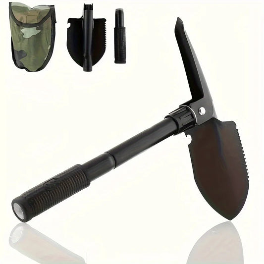 5-in-1 Überlebensschaufel kompakt – Taktikspaten aus Edelstahl mit Säge, Kompass & Flaschenöffner für Camping & Outdoor