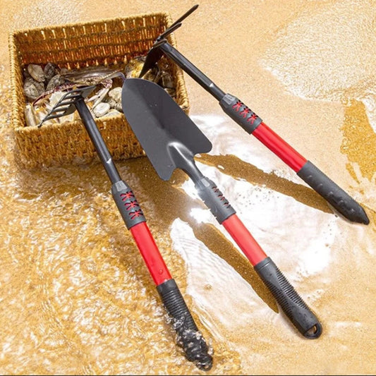 4-teiliges Gartenwerkzeug Set – Schaufel, Rechen & Hacke | Robuste Hand Gartengeräte aus Stahl für Pflanzen, Unkraut & Gemüsebeet