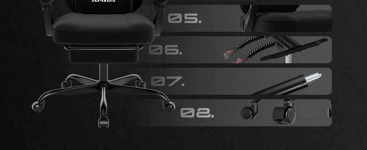 Gaming-Stuhl mit Fußstütze – Ergonomischer Bürostuhl mit Lendenstütze & verstellbarem Komfort