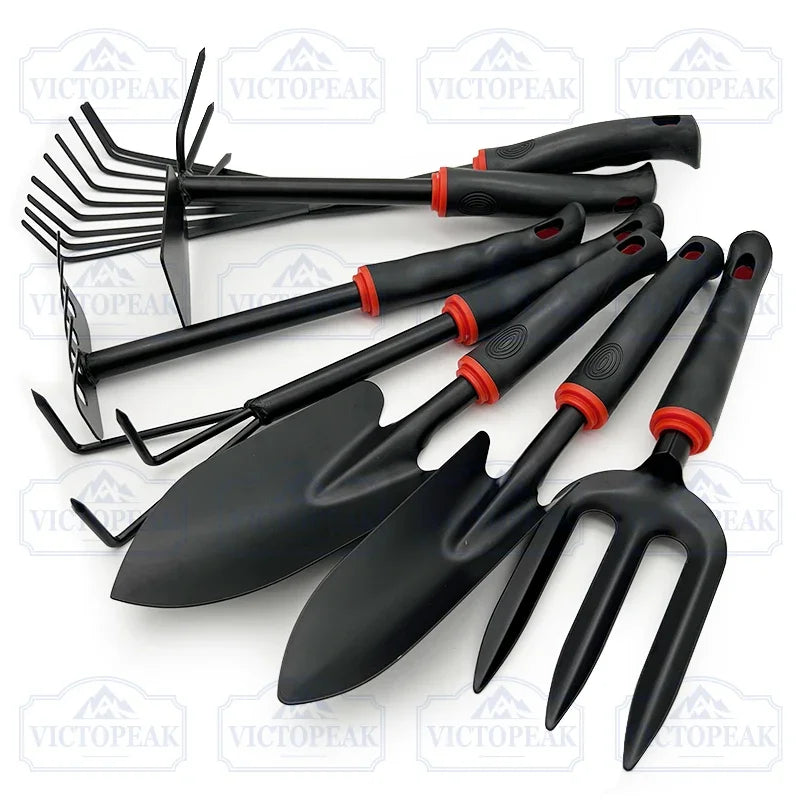 Gartenwerkzeug Set Kombination – Spaten, Schaufel, Rechen, Gabel und Hacke für Gartenarbeit