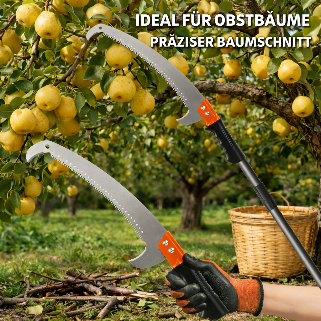 Teleskop-Gartensäge mit Doppelhaken – multifunktionale Astsäge für Obstbäume & Baumschnitt