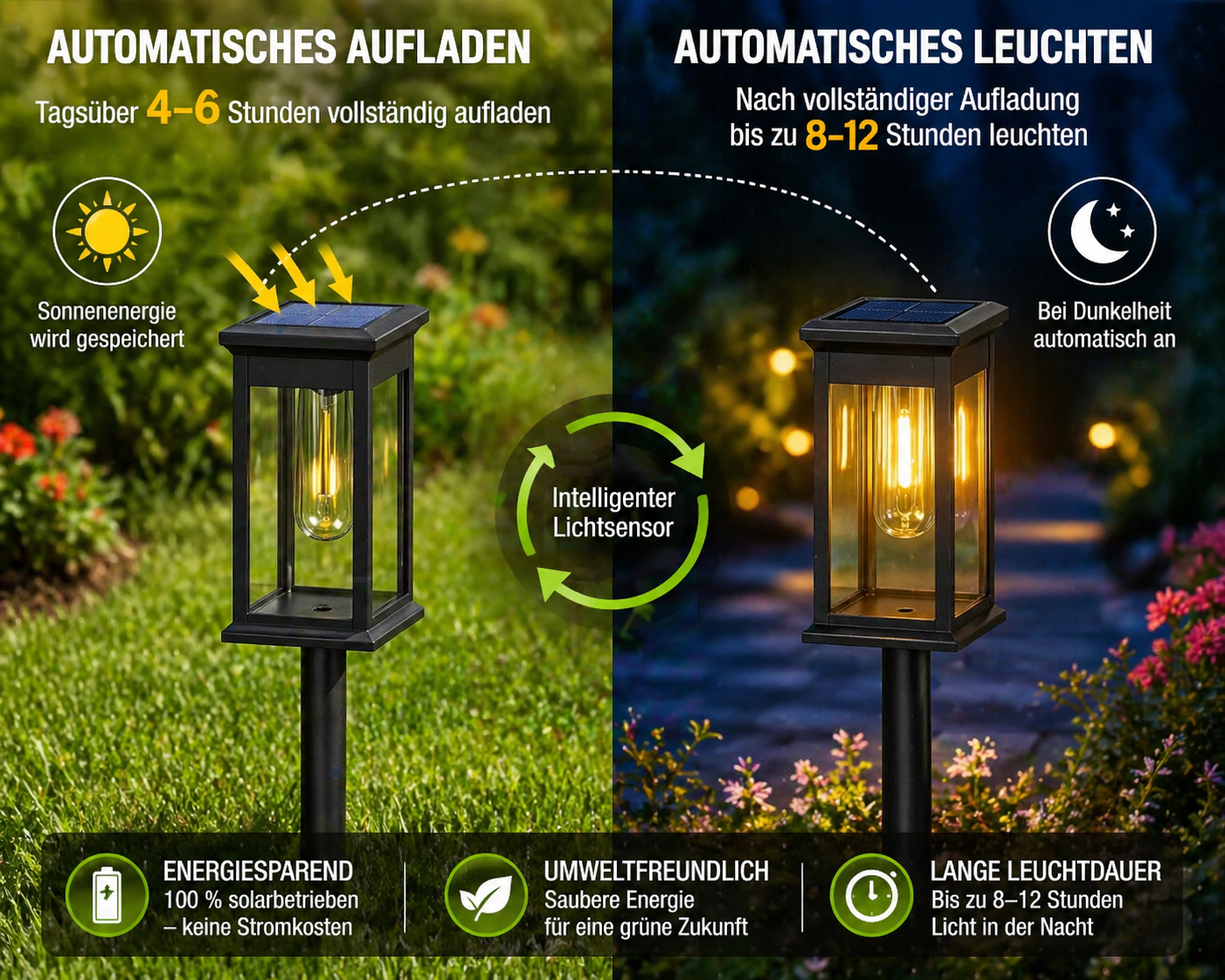 Solar LED Gartenleuchten Set 1/2/4 Stück – Quadratische Weglichter, Outdoor, wasserdicht, für Garten, Terrasse, Gehweg & Rasen