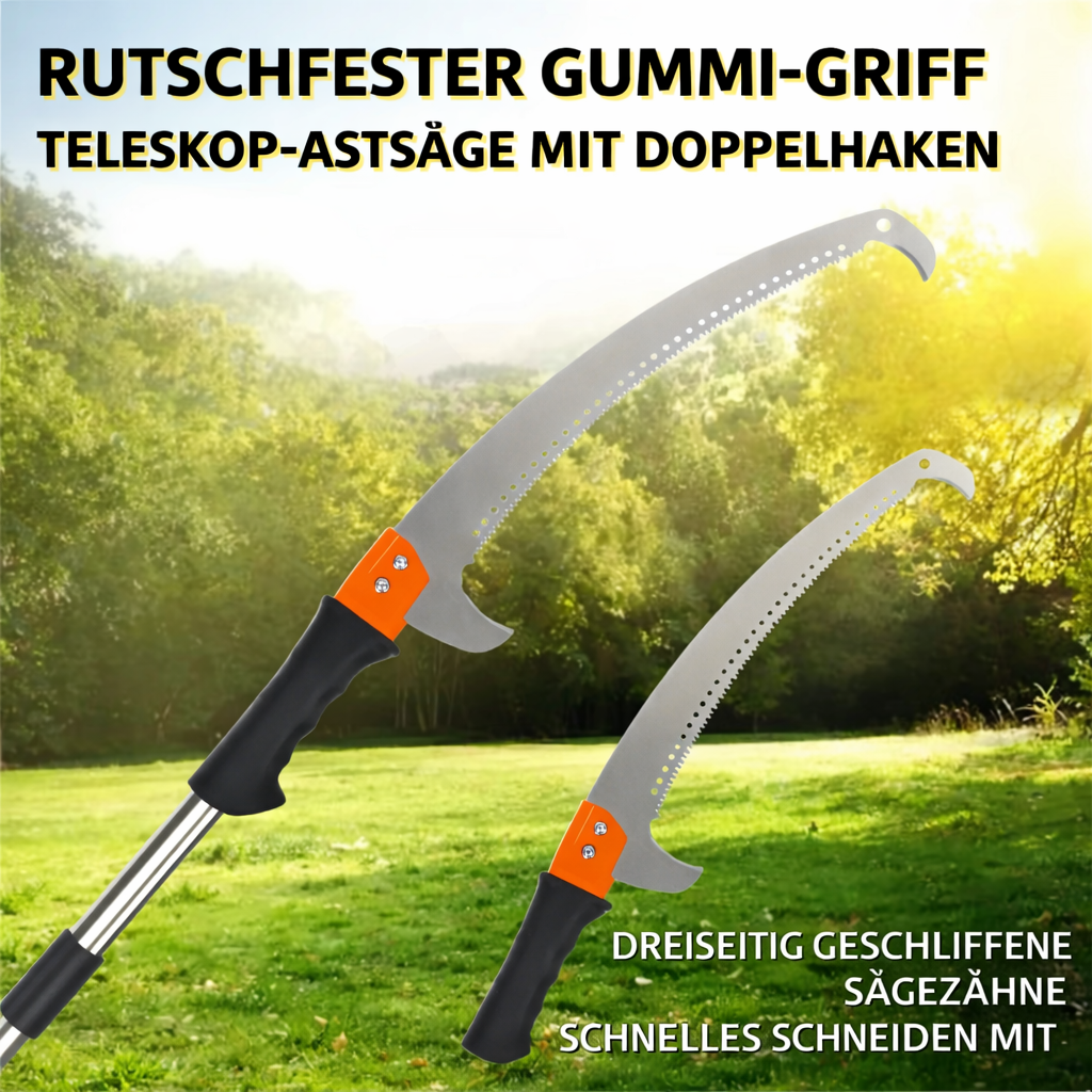 Teleskop-Gartensäge mit Doppelhaken – multifunktionale Astsäge für Obstbäume & Baumschnitt
