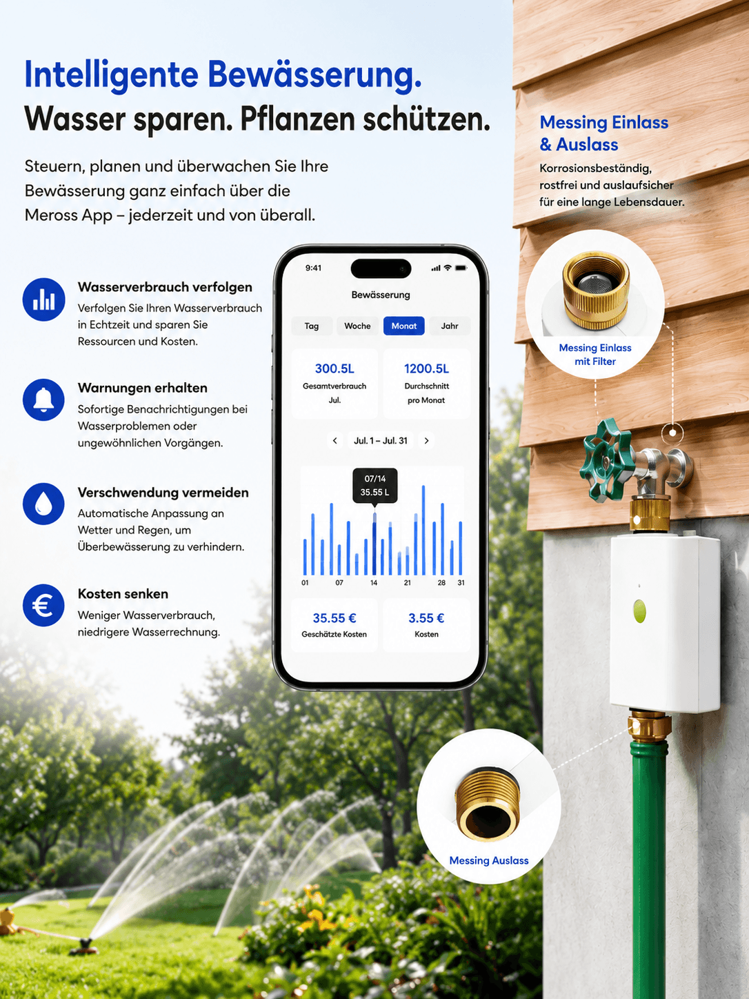 Meross Smart WLAN Bewässerungscomputer für Garten