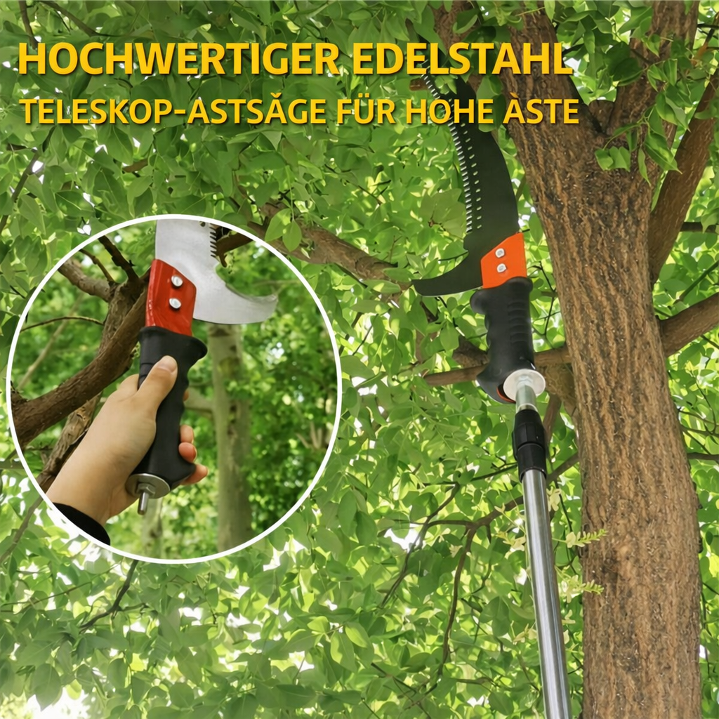Teleskop-Gartensäge mit Doppelhaken – multifunktionale Astsäge für Obstbäume & Baumschnitt