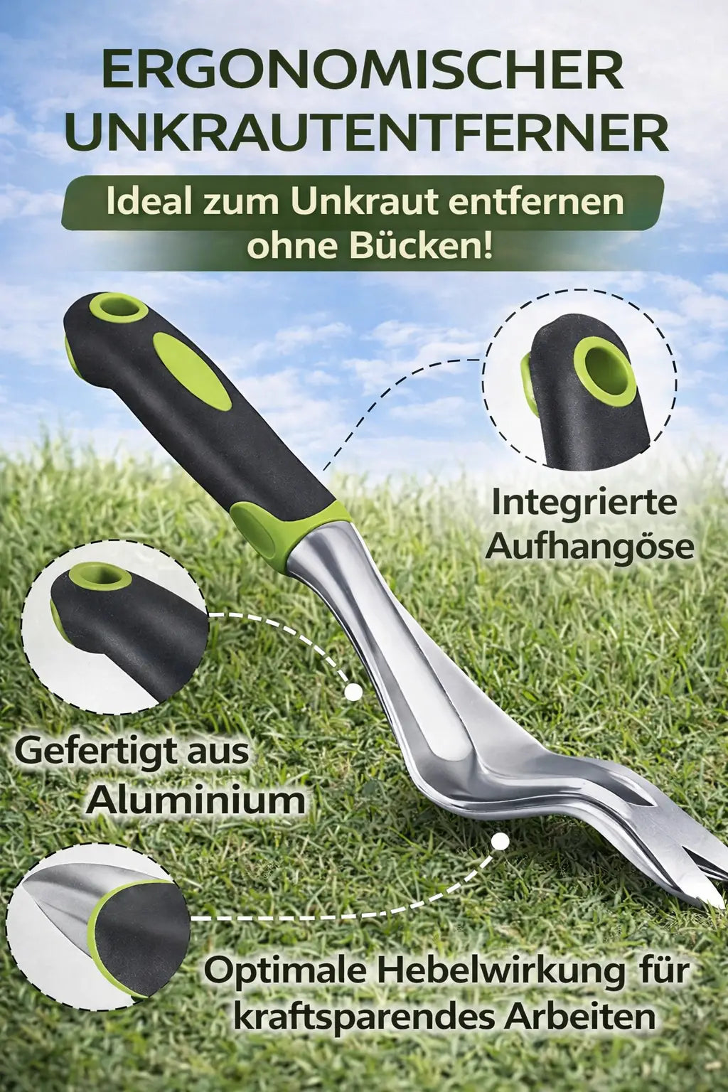 Ergonomischer Unkrautentferner mit Hebelwirkung – Unkraut dauerhaft ohne Chemie entfernen