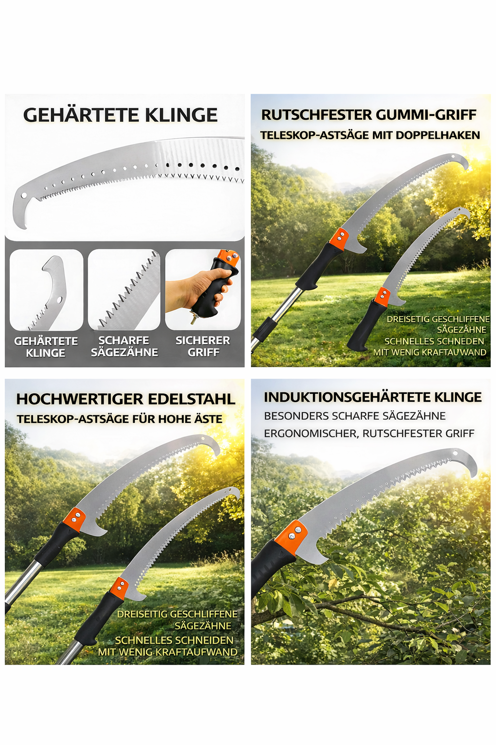 Teleskop-Gartensäge mit Doppelhaken – multifunktionale Astsäge für Obstbäume & Baumschnitt
