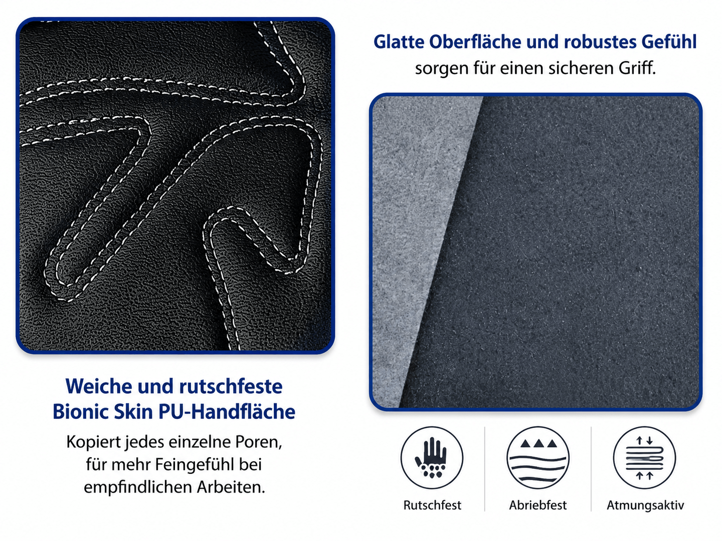 Touchscreen Arbeitshandschuhe mit starkem Grip Detailansicht Material