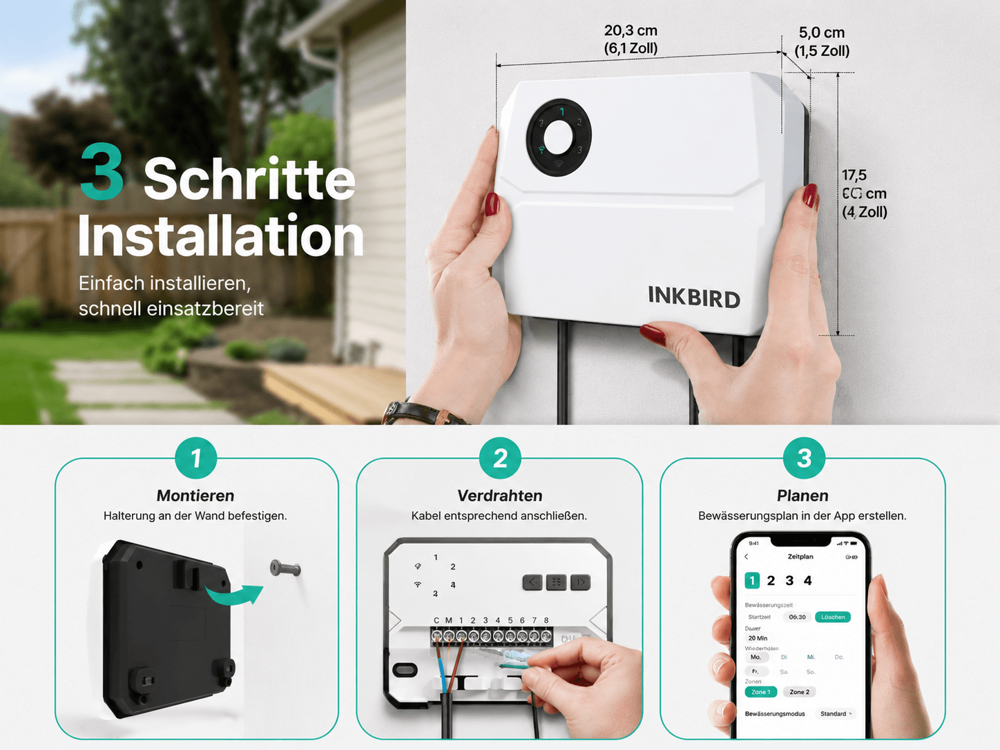 Smart WLAN Bewässerungscontroller Installation im Garten