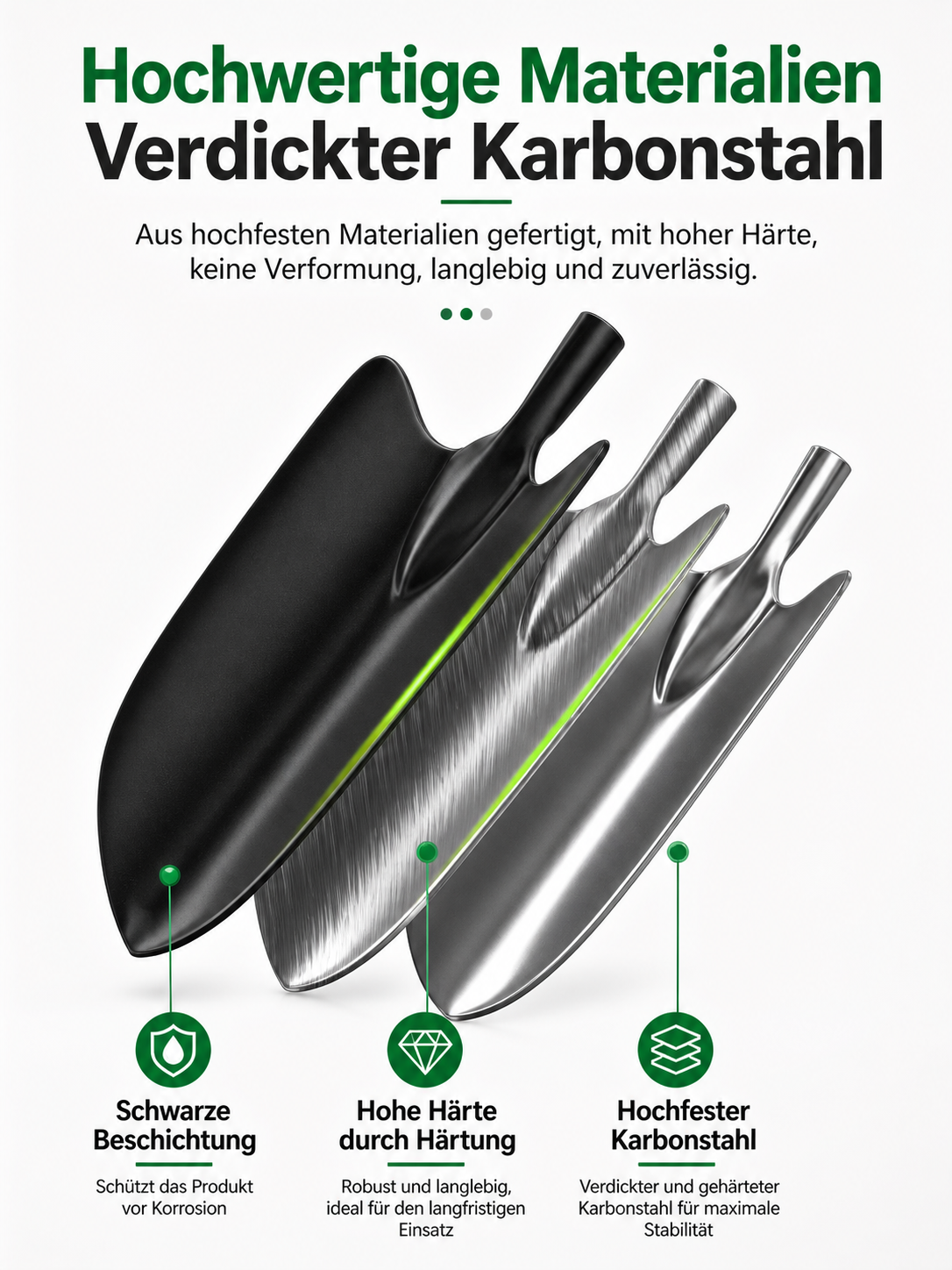 Robustes 3-teiliges Gartenwerkzeug-Set aus Hochleistungsstahl – Pflanzschaufel, 5-Zinken-Grabegabel & Unkrautjäter – Ergonomisch & rutschfest für komfortables Arbeiten