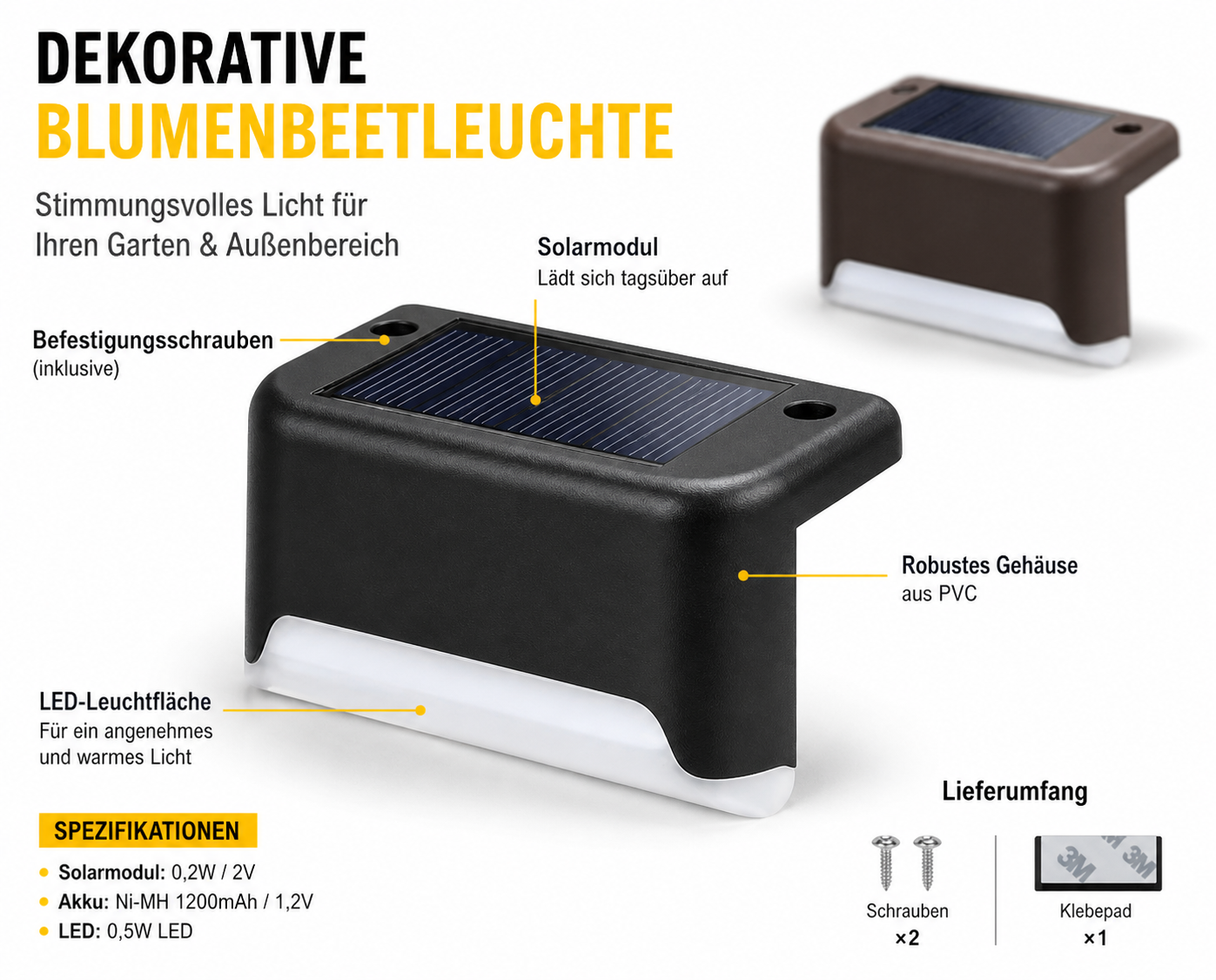 Solar LED Treppenleuchten 1/4/8/12 Stück – Outdoor Gartenbeleuchtung wasserdicht, Solar Stufenlicht für Terrasse, Wege & Garten