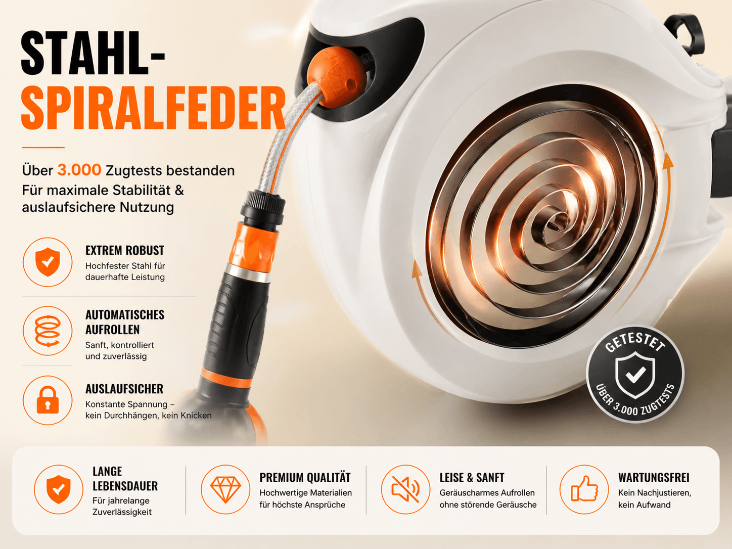 Automatische Schlauchtrommel mit Wandhalterung belastungstest