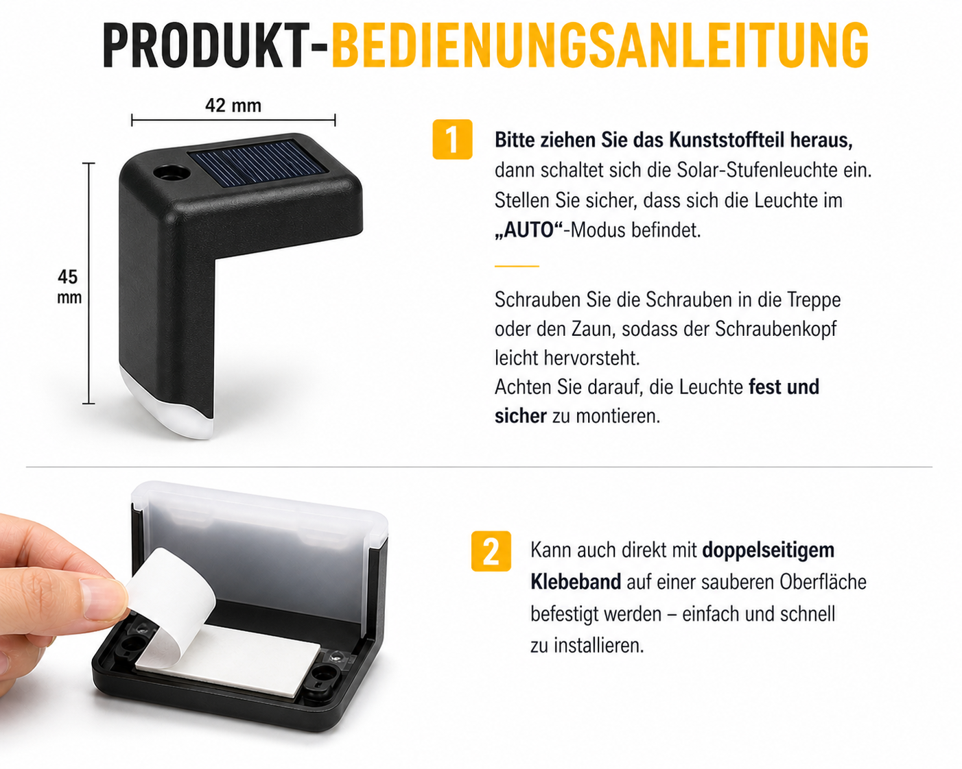 Solar LED Treppenleuchten 1/4/8/12 Stück – Outdoor Gartenbeleuchtung wasserdicht, Solar Stufenlicht für Terrasse, Wege & Garten