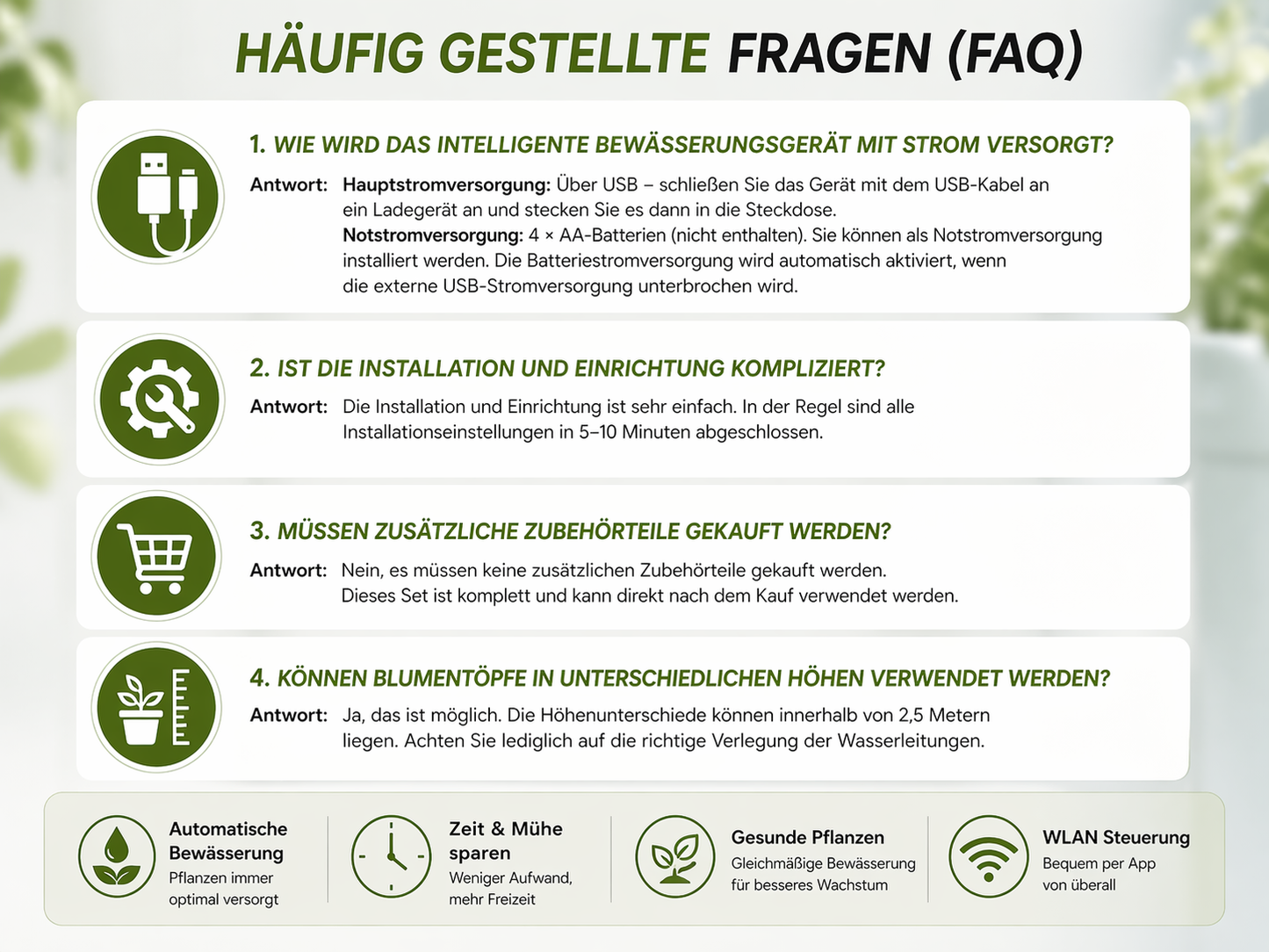 Smartes WiFi-Bewässerungssystem mit Pumpe – Automatische Pflanzenbewässerung für bis zu 20 Töpfe