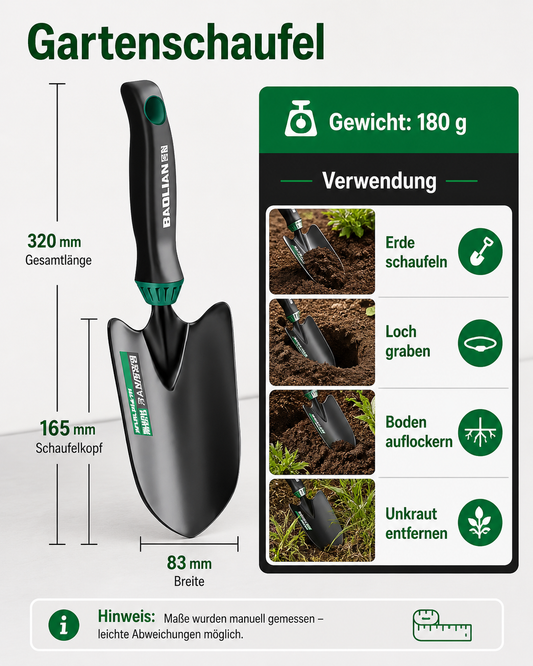 Robustes 3-teiliges Gartenwerkzeug-Set aus Hochleistungsstahl – Pflanzschaufel, 5-Zinken-Grabegabel & Unkrautjäter – Ergonomisch & rutschfest für komfortables Arbeiten