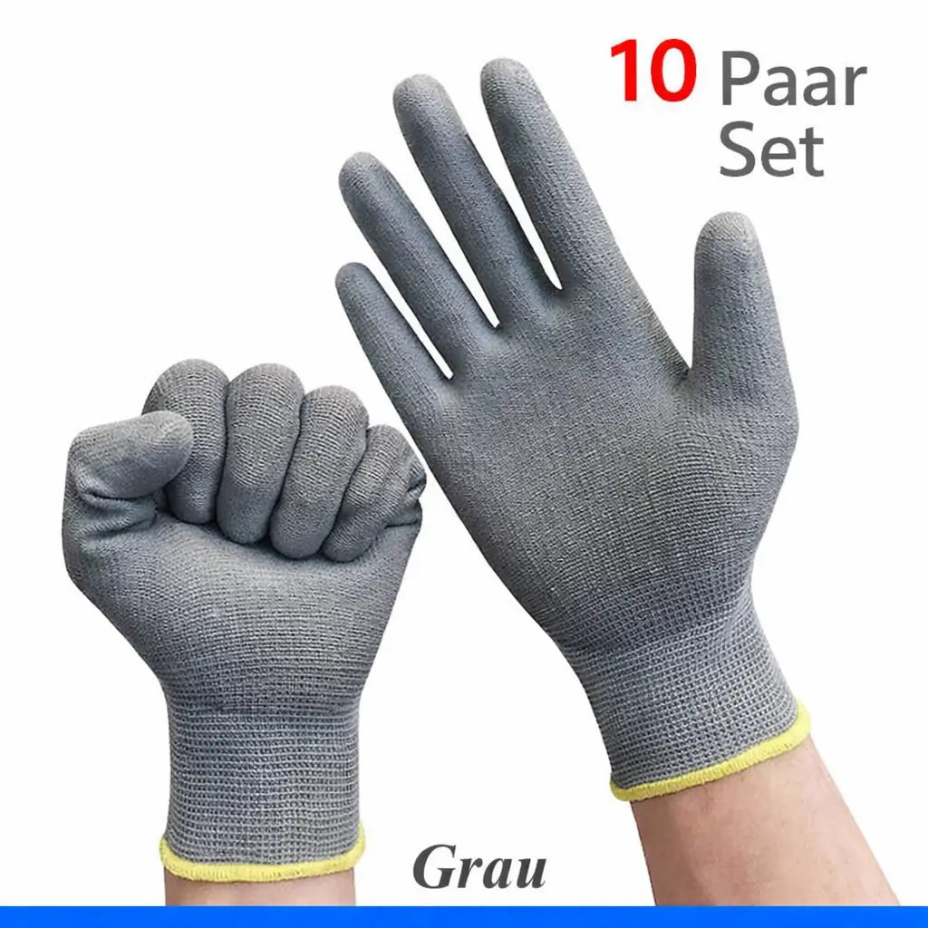 PU Arbeitshandschuhe 10–30 Paar – Rutschfest & Atmungsaktiv für Präzises Arbeiten