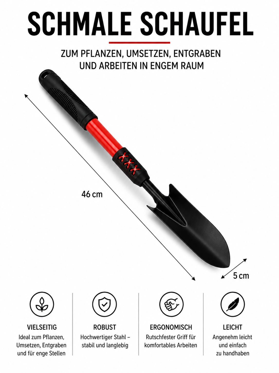 4-teiliges Gartenwerkzeug Set – Schaufel, Rechen & Hacke | Robuste Hand Gartengeräte aus Stahl für Pflanzen, Unkraut & Gemüsebeet