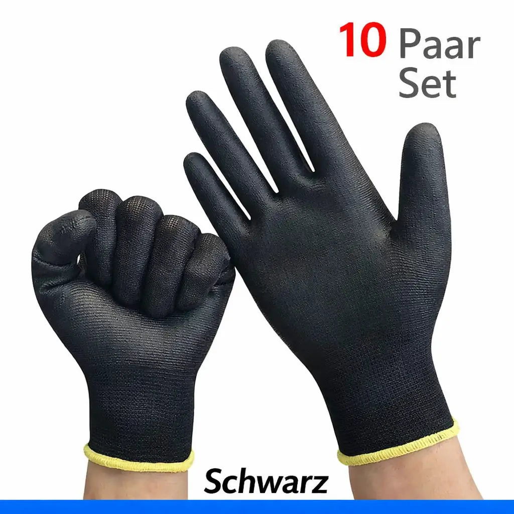PU Arbeitshandschuhe 10–30 Paar – Rutschfest & Atmungsaktiv für Präzises Arbeiten
